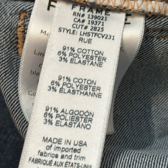 Frame Le High Straight Raw Shark Bite Hem Distressed Fading Whiskering Stretchy - Picture 6 of 8